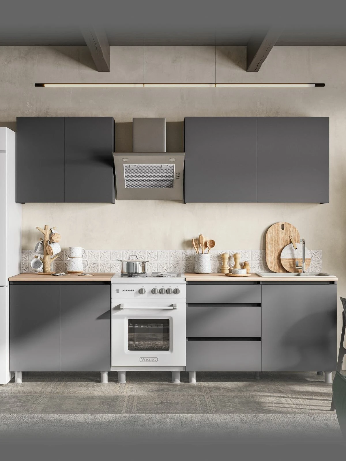 ARNIKA Кухонный гарнитур "Довер" Графит серый/дуб сонома 60х200х84,6 см